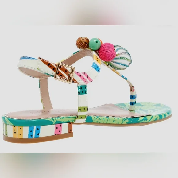 NEW Betsey Johnson Aleena Sandals Size 9.5 Green Colorful Beads Boho Multicolor - Picture 2 of 8